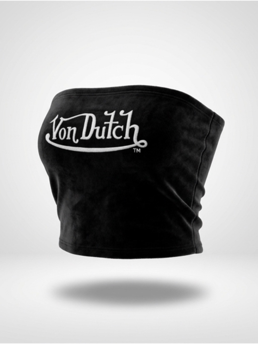 Von Dutch Black Tube Top with White Script Logo